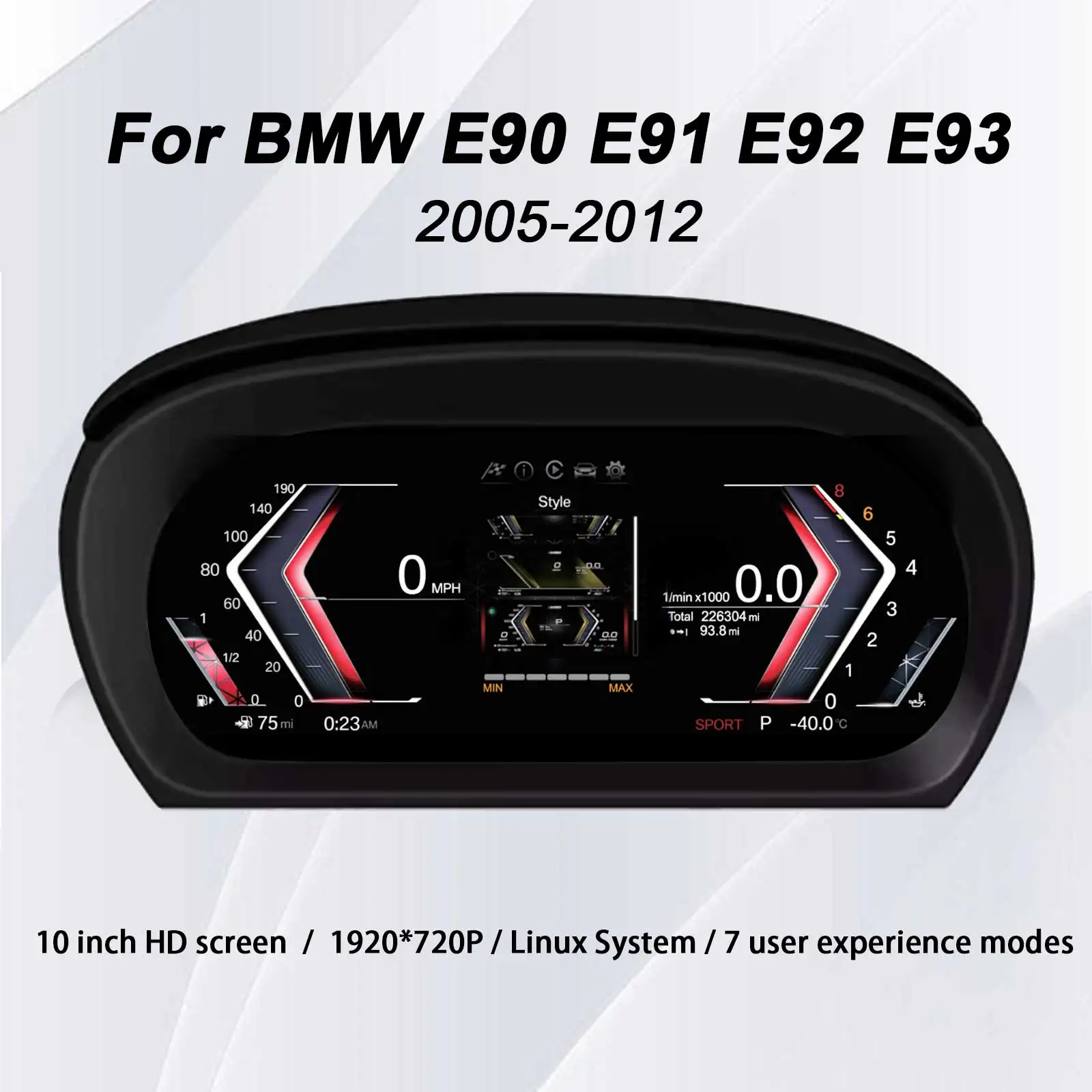

10"Cluster Digital Dashboard For BMW 3 Series E90 E91 E92 E93 2005-2012 Odometer, Speedometer, Dashboard Plug-and-Play