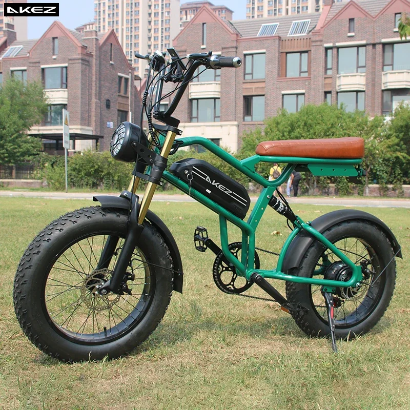 Retro Ebike Full Suspension 48V18AH 1500W High Speed Motor Electric Bicycle 20*4.0 Inch Fat Tire Mountain Off-Road Electric Bike