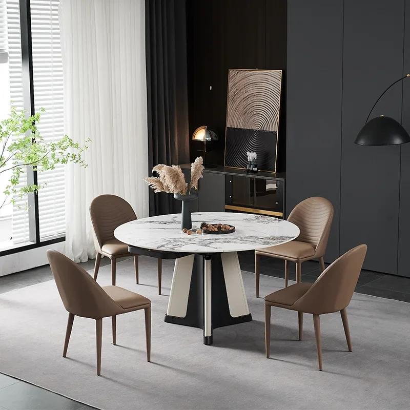 Rock slab rotating square dining table combination dual-purpose Italian dining table and chairs minimalist and modern