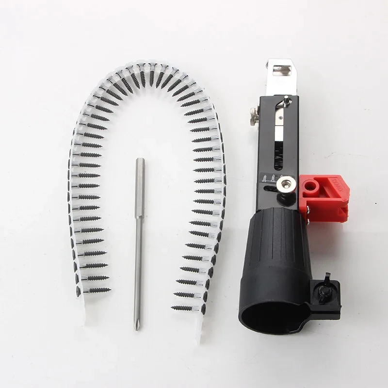 Auto Feed Chain Belt Screw Gun Adapter Wood Carpentry Drywall Automatic Nailing Drill Attachment Head view 3