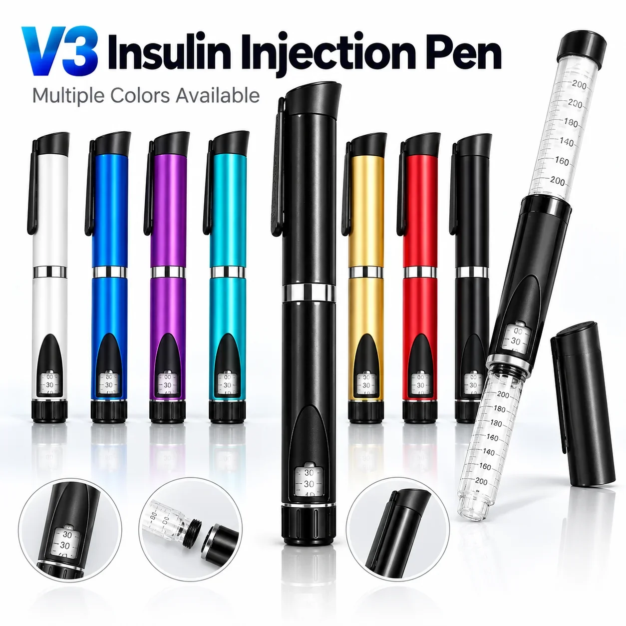 V3 Reusable Magic Pen Alloy Atomization Filling Injector Pen Dedicated Cartridge Bottle Consumables Precise Dosing Shot Tool
