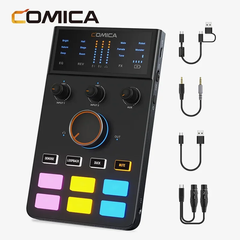 Interface de áudio Comica ADCaster C1, conexão Bluetooth para streaming/jogos/podcasting, placa de som para iMAC iPhone Android