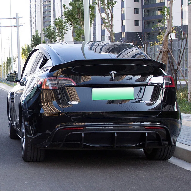 LMTUNING Trunk Spoiler fits for Tesla Model Y Sedan  Factory Outlet Carbon fiber pattern Rear Boot Lid Highkick Tail Wing Lip