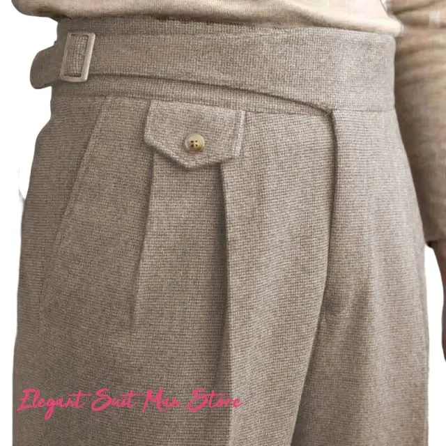 High Quality houndstooth Trousers Pant Man High Waist Office Dress Trouser Italian Men Busines Pant 2025 Pantalon Para Hombres - Image 5