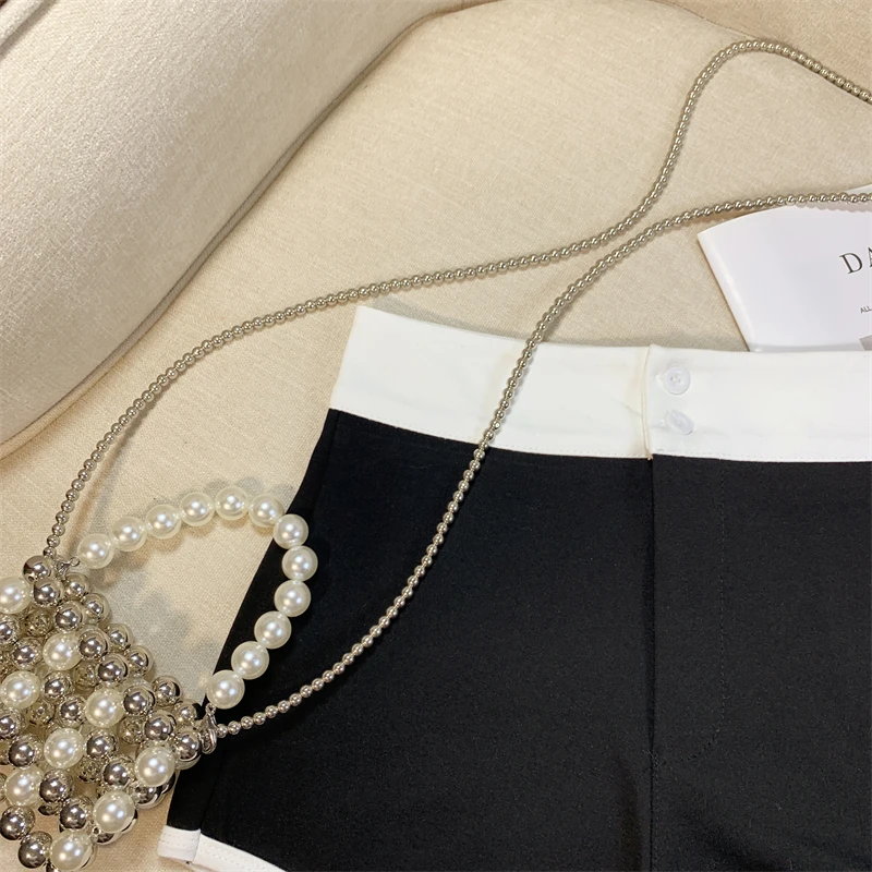 New Fashion Black White Patchwork High Waist Wrap Hip A-line Shorts Women Summer Gray Casual Wide-leg Short Pant Trend Popular