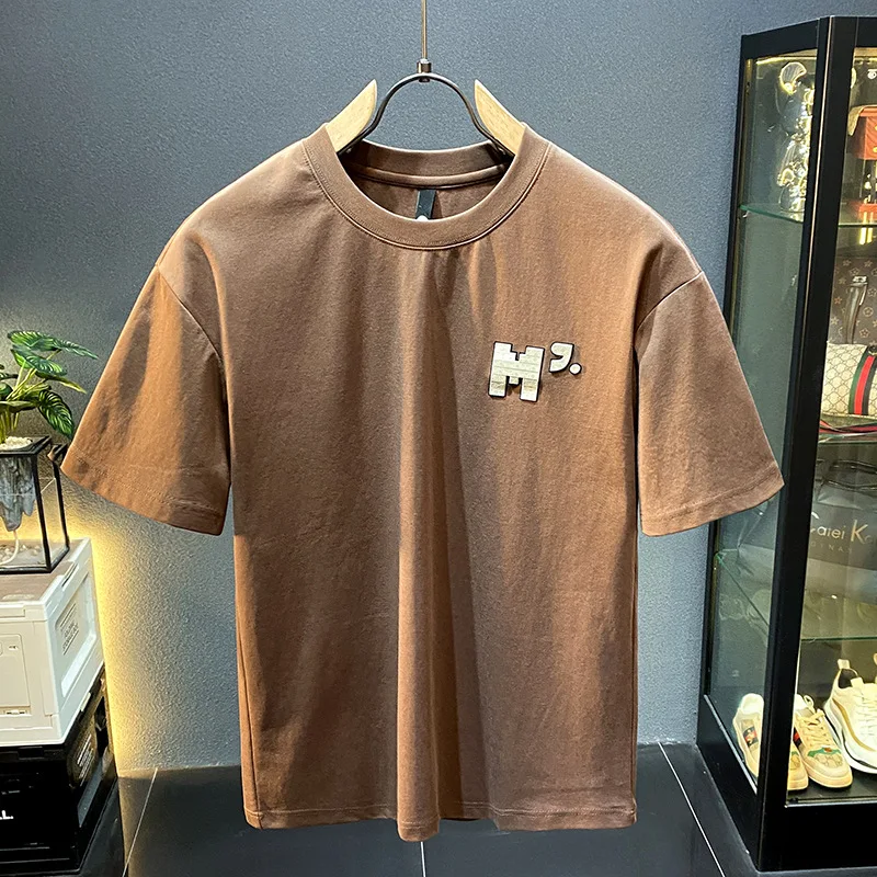 

Short sleeved T-shirt men's 2025 new summer trendy brand printed high-end loose casual half sleeved shirt on tops