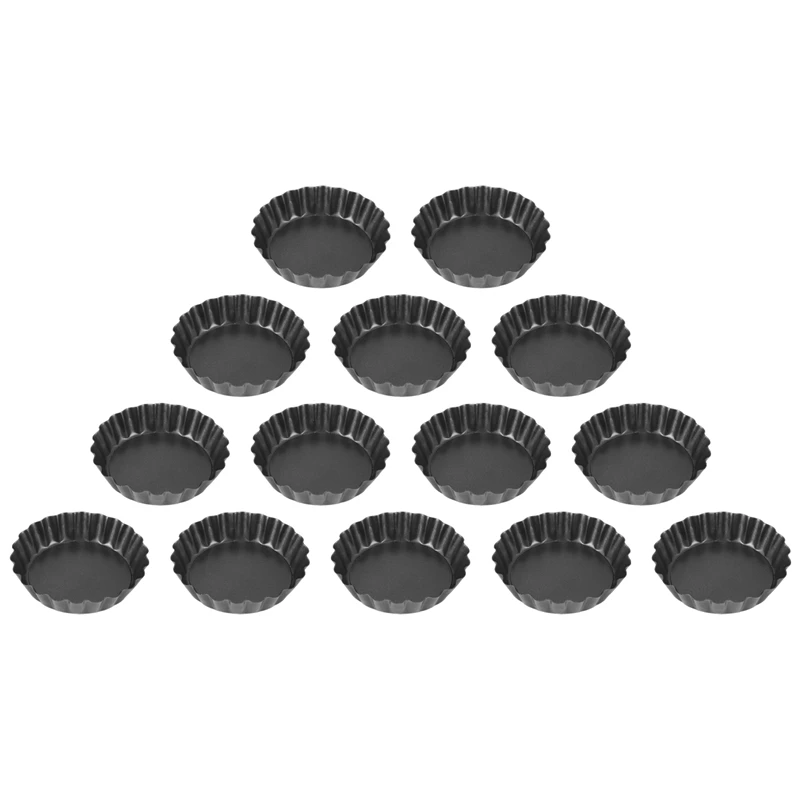 14 Pack Egg Tart Mold Baking Cups, Non-Stick Flower Muffin Case, Resuable Cupcake Tart Mould, Carbon Steel Tartlet Tins