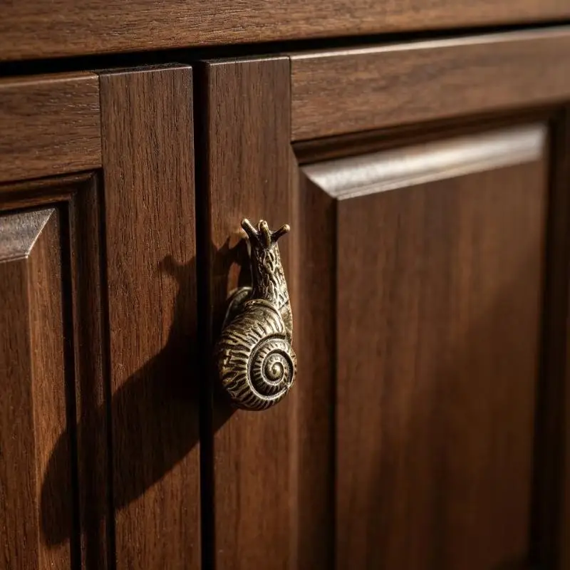 Solid Brass Seal Shaped Cabinet Drawer Knob Vintage Finish Adorable Design For Home Kitchen Wardrobe Furniture Decor