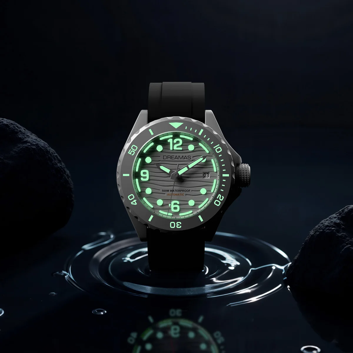 DREAMAS Men's business mechanical watch Diving Watch 500 meters waterproof Japanese movement D0382G9