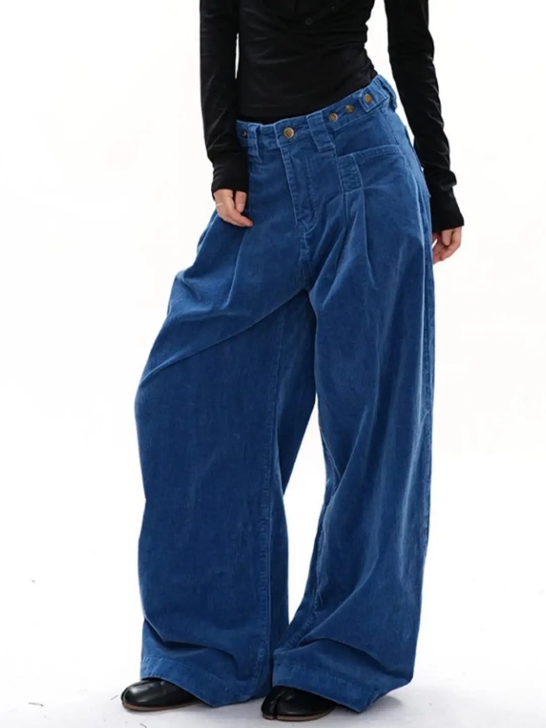 

Women's Blue Y2k Baggy Corduroy Pants Japandi Style Grunge Oversize Wide Pants Vintage 2000s Harajuku Wide Trousers Clothes 2026