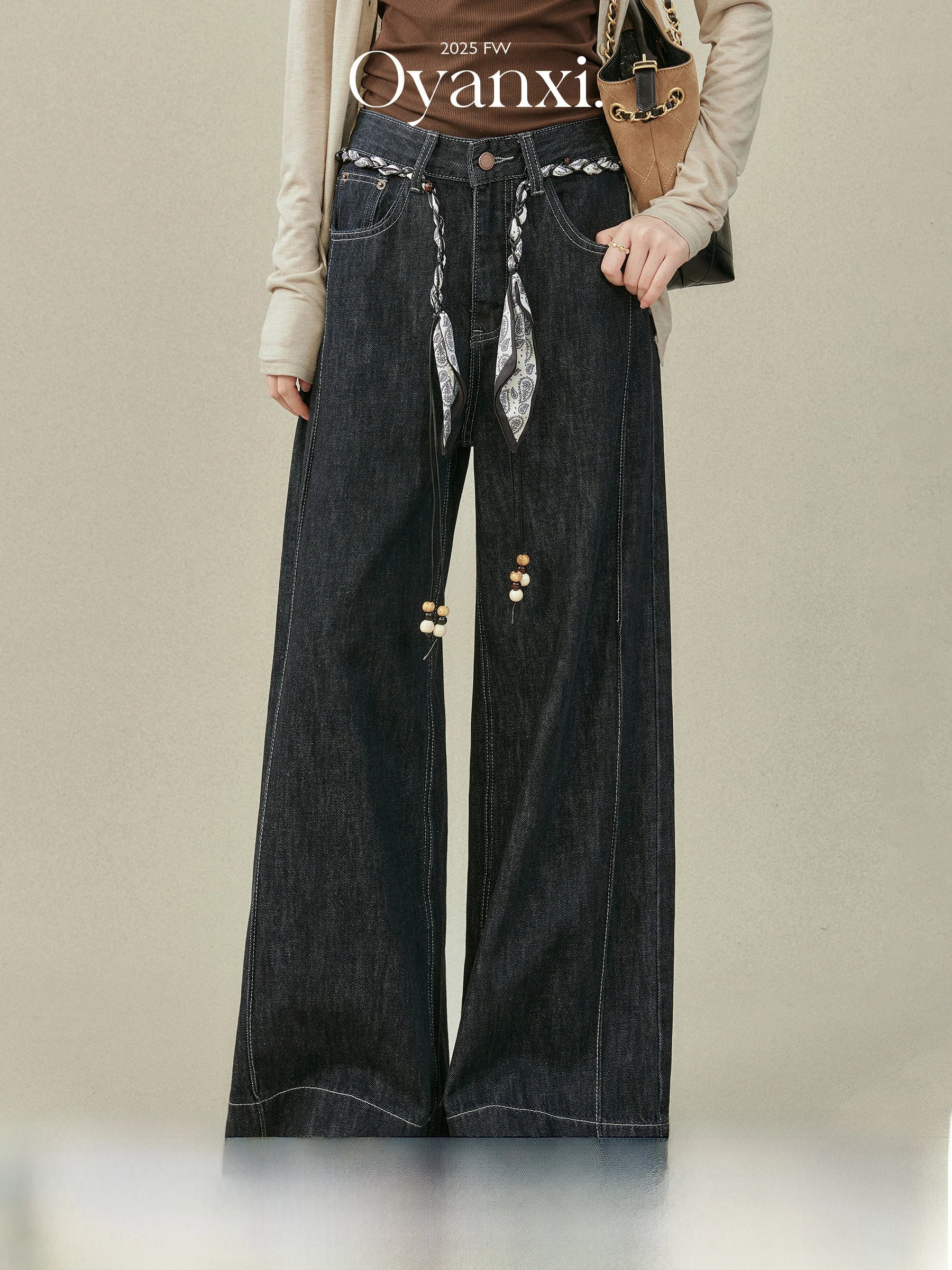 

High Waist Wide Leg Bla Jeans Women Loose Fit Straight Long Trousers Autumn New Sle Vintage Brand Ladies Faion Denim