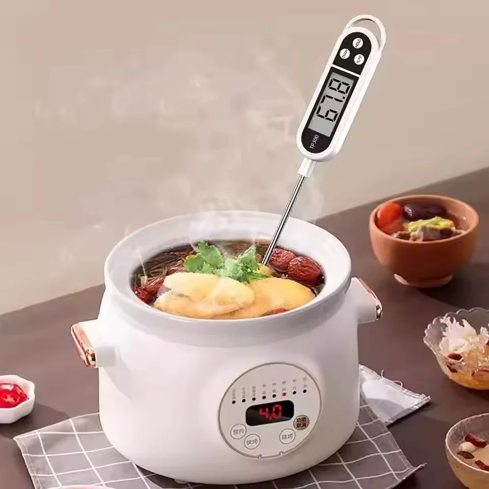 Conjunto profissional de termômetro de cozinha digital de 1, TP300, precisão de 0,1°C/°F, sonda inoxidável 340, para carne, leite, óleo