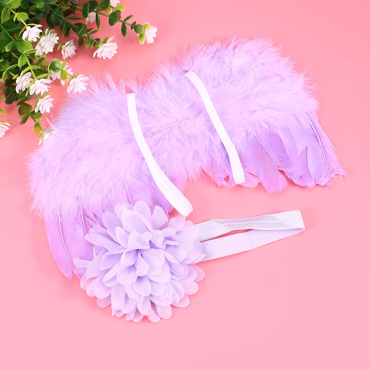 Dog Cat Costume Angel Wings Creative Small Pet Wing Supplies with Flower Headdress (Purple) pet costume