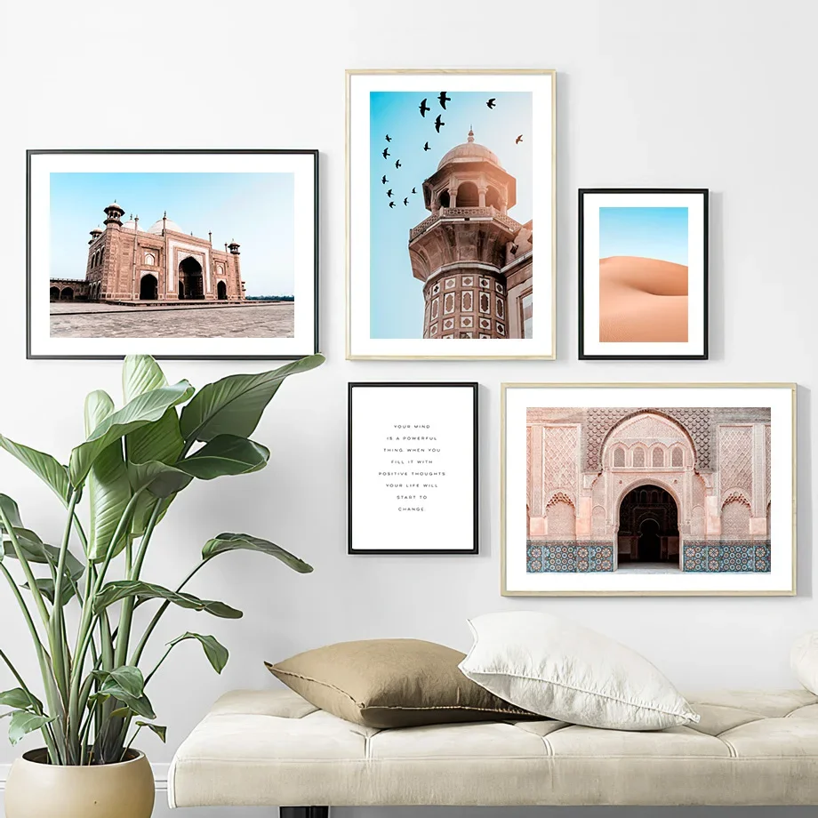 Agra Taj Mahal Mosque Morocco Gate Desert Wall Art Canvas Painting Nordic Posters And Prints Wall Pictures For Living Room Decor