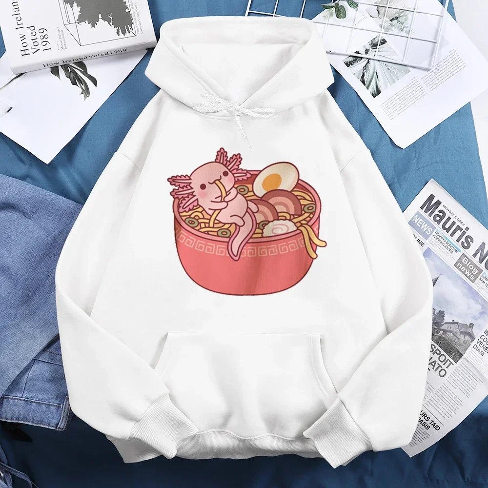 Kawaii Axolotl Cartoon Graphic Men's and Women's Long-sleeved Hoodies Casual Pullover Couple Street Fashion Outdoors Streetwear