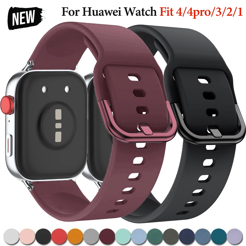 Silicone Band For Huawei Watch FIT 3 FIT 4 Pro Strap watchband metal Buckle Sport bracelet fot huawei fit3 2 1correa Accessories