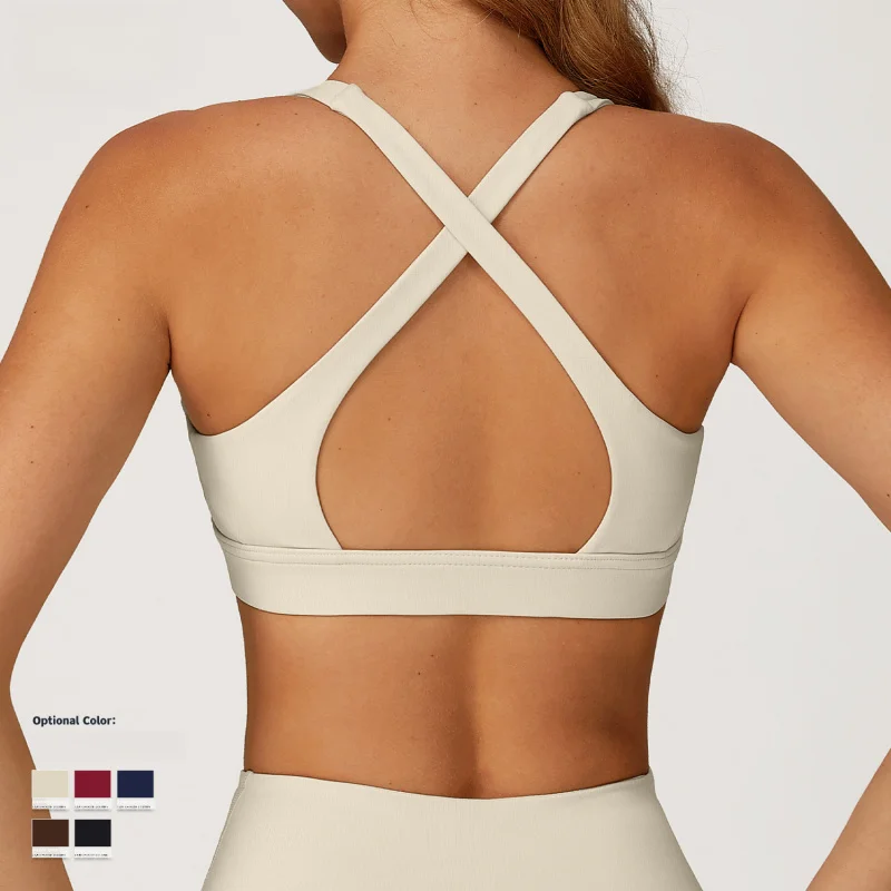 BIANHUI Women Yoga Bra Cross Back Sports Gym Clothes Push Up Sports Bra Female Running Fitness Sportswear Underwear image 2