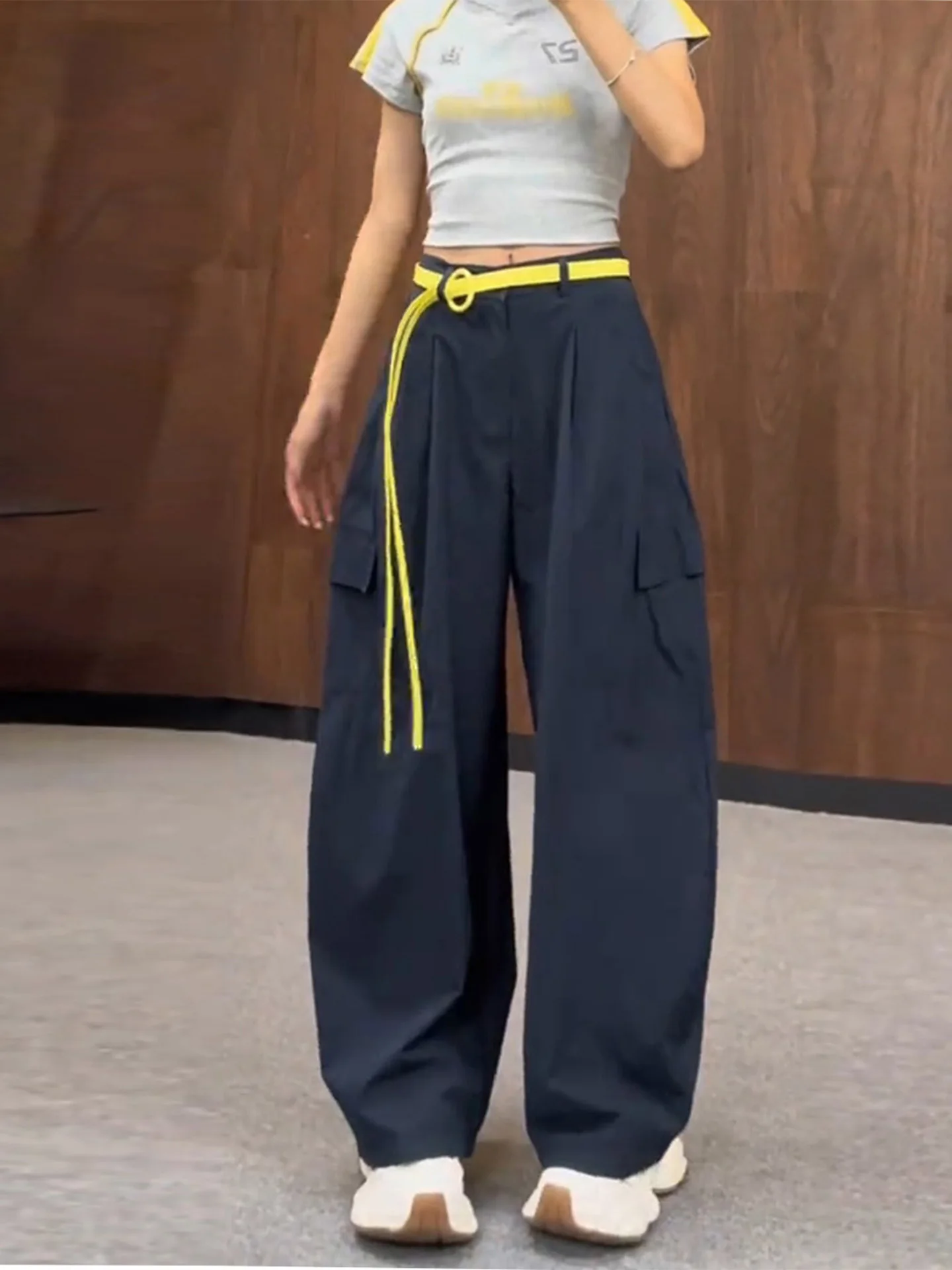 

Свободные спортивные широкие брюки, женские летние новые длинные брюки с высокой талией, такая же сухая рабочая одежда, повседневная уличная одежда