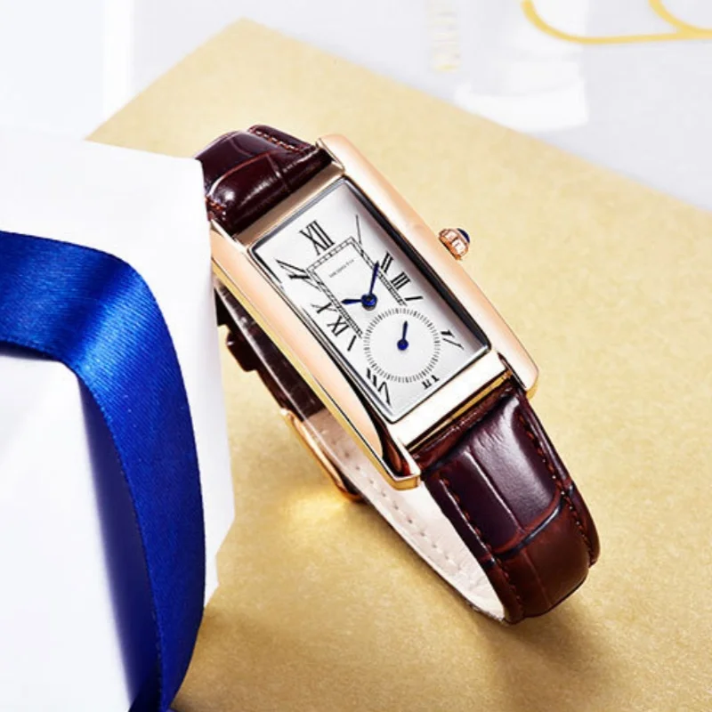 RINASCITA 107 Elegante orologio al quarzo da donna Orologio da polso con cinturino in pelle Orologi di moda classici per donna relojes de mujer