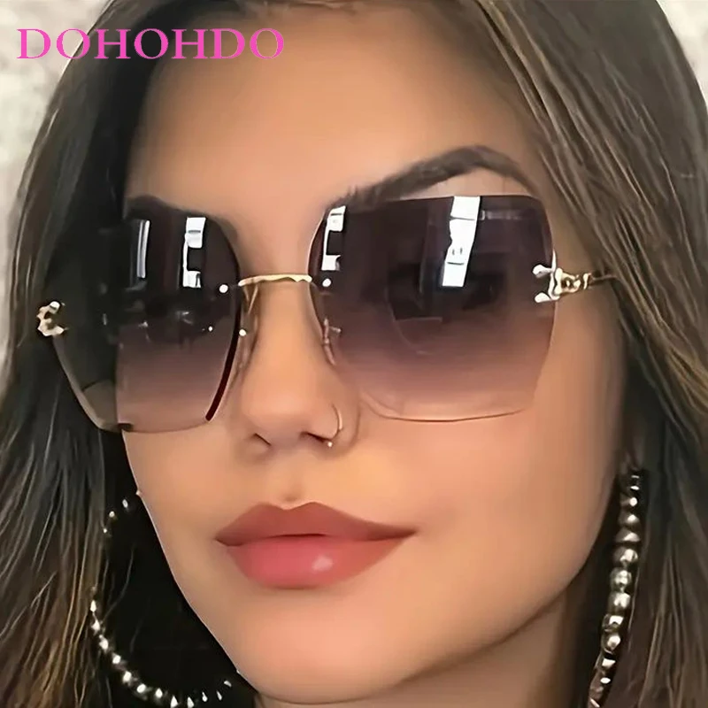 

Luxury Square Rimless Sunglasses Women Trendy Brand Designer Metal Frame Men Sunglass Outdoor Driving Shade Eyewear Lentes UV400