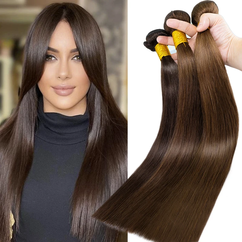 Shinehair-extensiones de cabello de Color Piano para mujer, mechones rectos sin procesar, cabello humano virgen, paquete trenzado, 100%