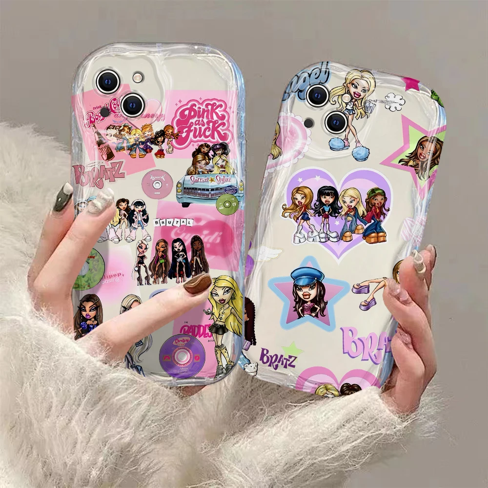 Cute Girl Bratzs Doll 3D Wave Case For iPhone 15 14 13 12 11 Pro Max Mini X XR XSMAX 8 7 6S Plus Soft Silicone Cover