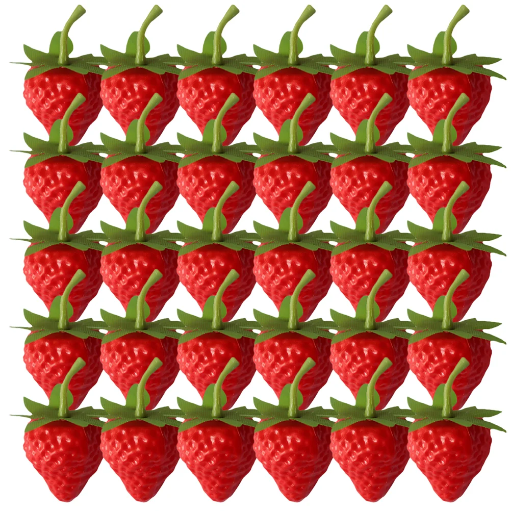 40 Pcs Simulated Strawberry Realistic Strawberries Fake Food Artificial Plastic Models Child Home Decor