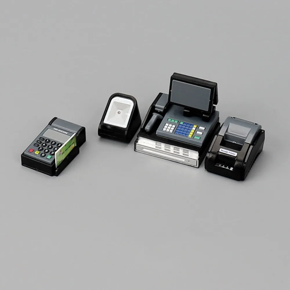 Mini Doll House Cash Register 1:6/1:12 Scale Black Gray Miniature Cash Register DIY Funny Mini Supermarket Store Card Machine