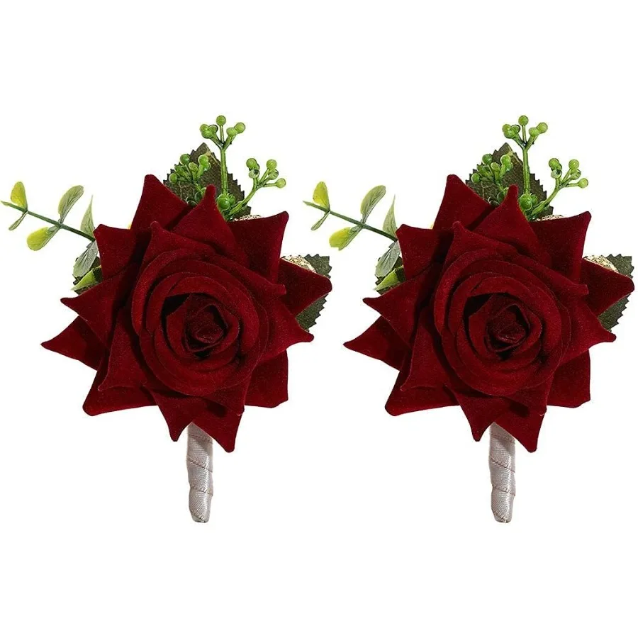 

Свадебный цветок бутоньерка жениха роза пуговицы украшение для выпускного костюма для мужчин красное вино