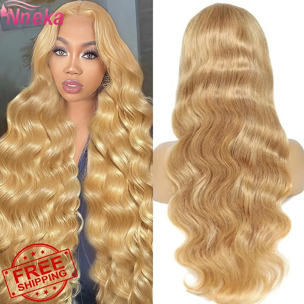 30 32 Inch Body Wave #27 Honey Blonde 13x6 HD Transparent Lace Front Wigs Malaysia 13x4 Lace Frontal Human Hair Wig 200%