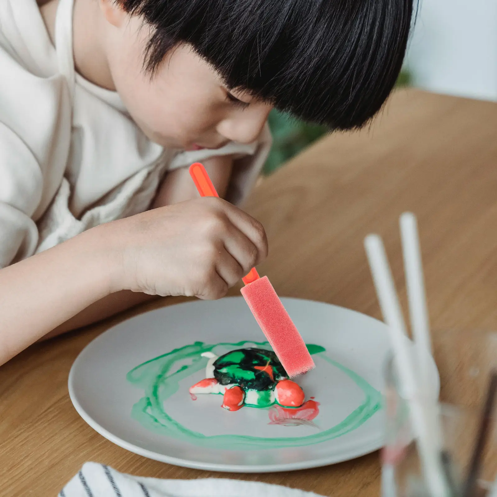 4 Sets Paint Brush Children's Painting Brushes Art Sponge Drawing Tools for Kids Foam Staining Sponges Paintbrush