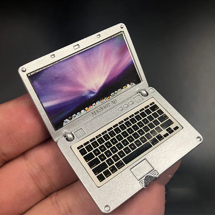 1/6 Schaal Mini Legering Metalen Wit En Zwart Notebook Computer Model Voor 12''figures Scène Accessoires Diy