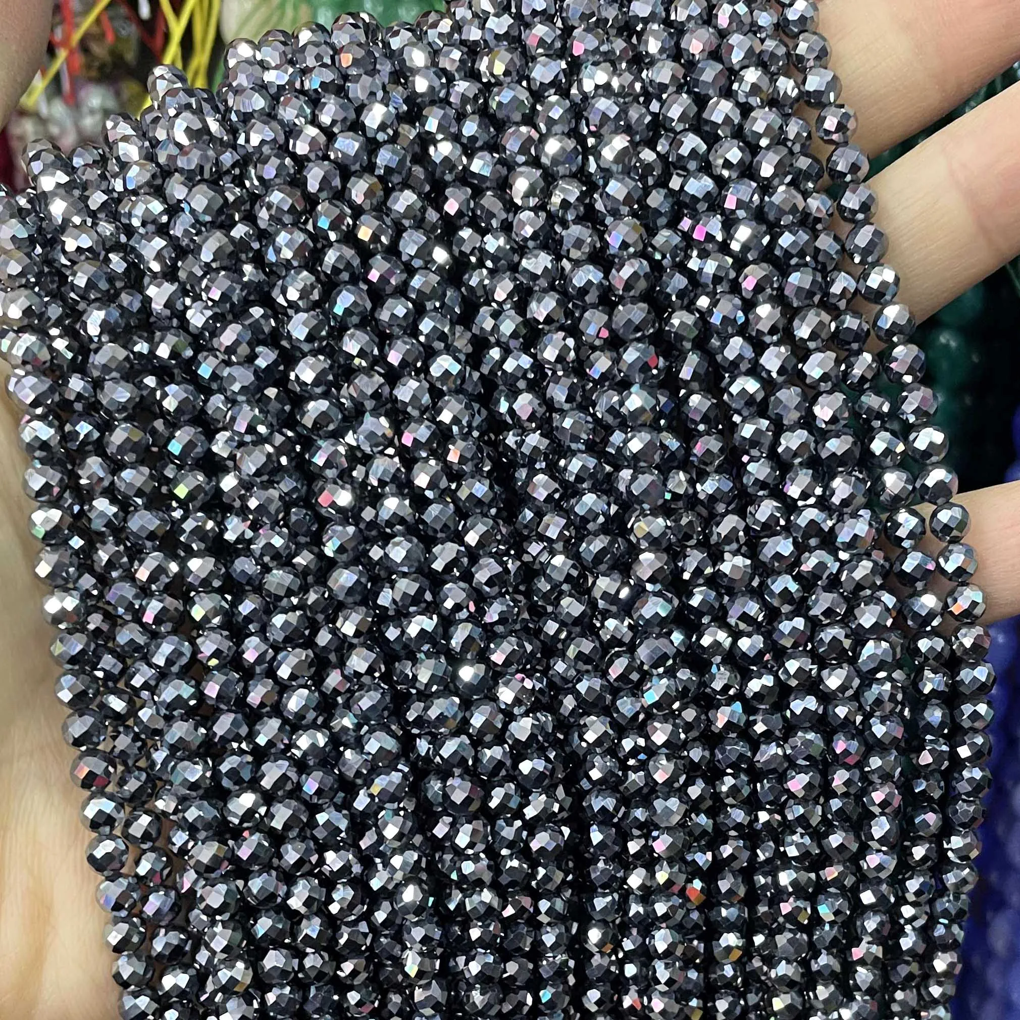 2 3 4MM Faceted Natural Terahertz  Stone Beads Small Waist Spacer Beads For Jewelry Making Diy Bracelet Earrings Accessories