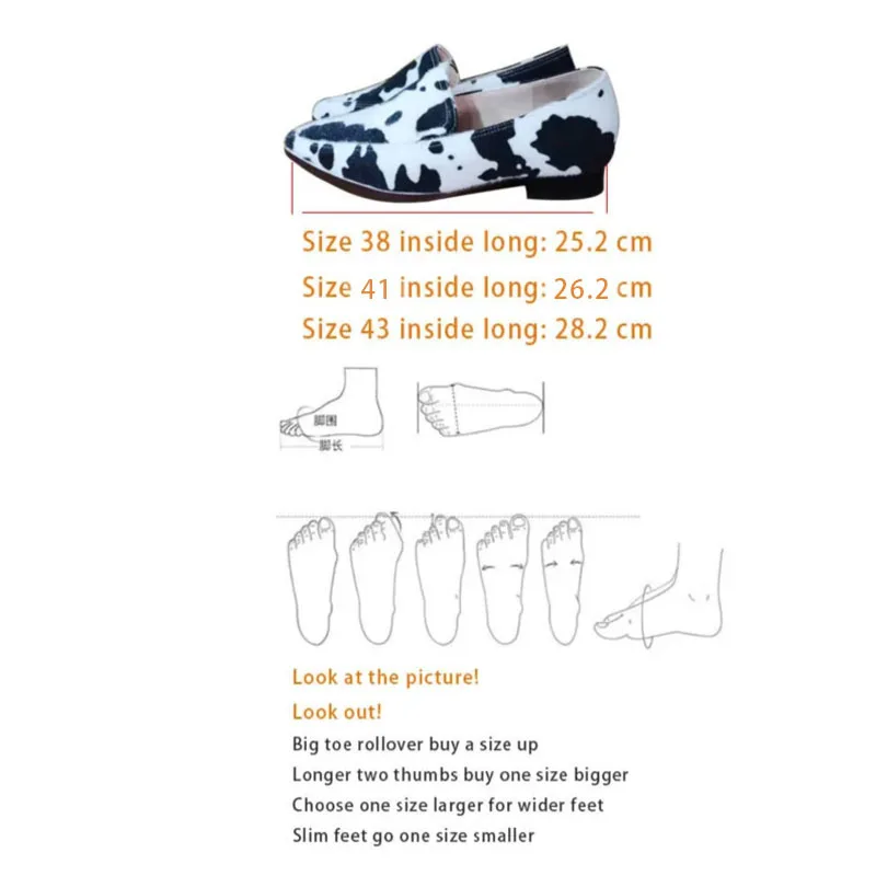 Cow Pattern Pointed Toe Casual Flat Loafers Women Boat Shoes Shallow Single Shoes