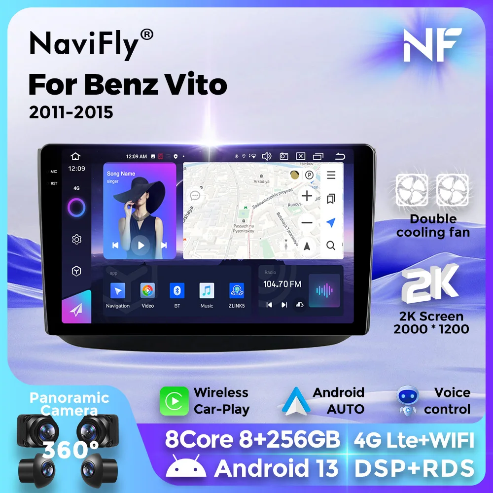 

Navifly 10 "QLED Android Авто Intelligentes система автомобиля радио для Mercedes Benz Viano 2004- 2011 Vito 2010-2015 видео плеер GPS
