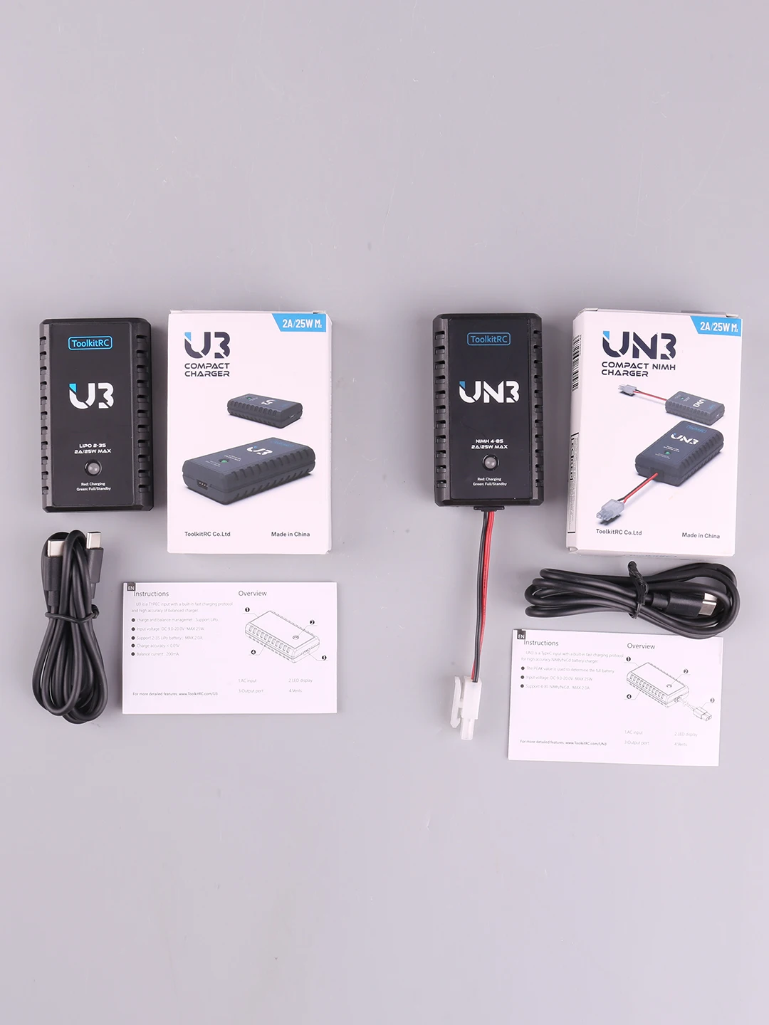 ToolkitRC U3 2-3S LiPo UN3 4-8S USB-C NiMh Battery Charger 2A 25W Balance Port Direct Charge for RC Model FPV Drone Car Airplane