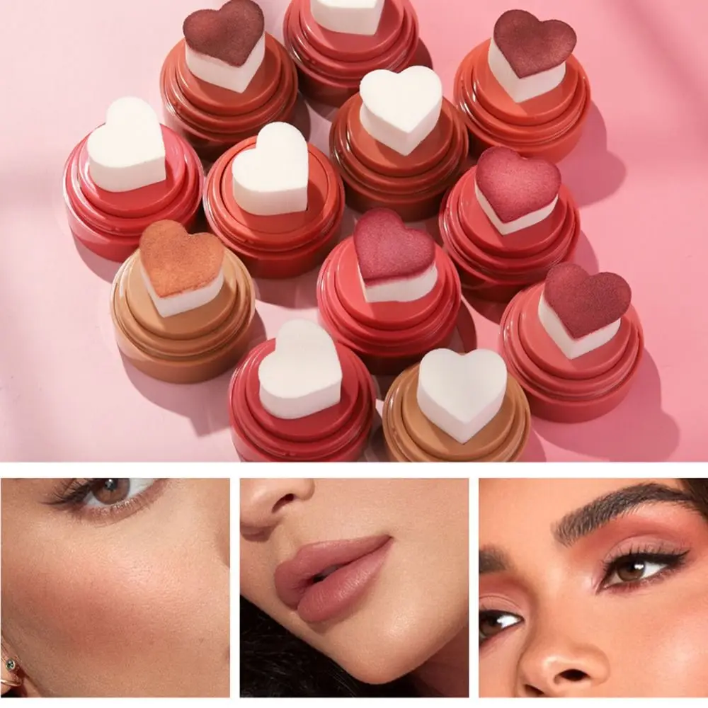 Matte Love Heart Blush Stamp Brighten Skin Tone Long Lasting Moisturizing Rouge Pen Facial Contour Shadow Lips Cheek Tint Women