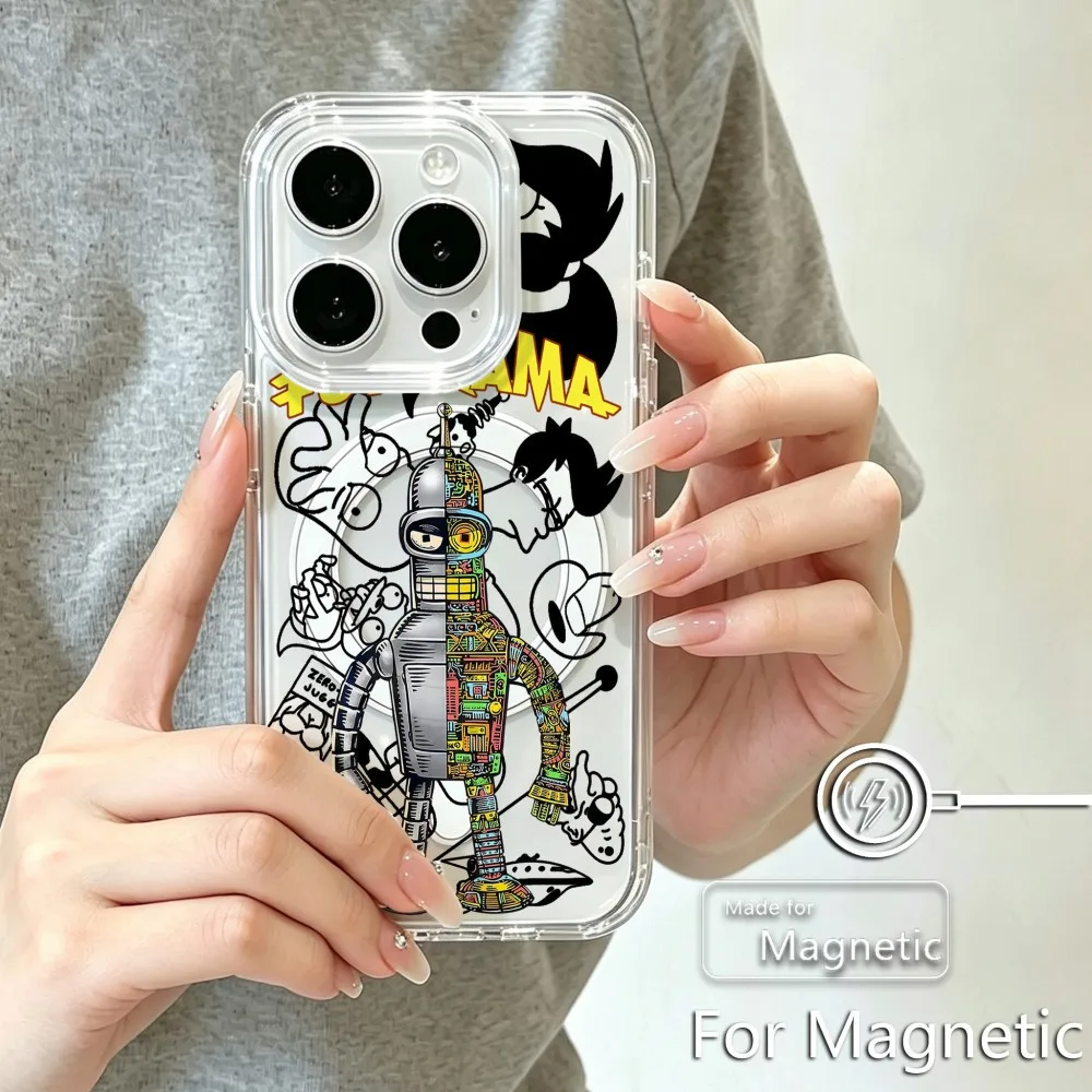 Magnetic Phone Case for iPhone 18 17 16 15 14 13 12 11 8 7 Air Plus Pro Max X XR XSMax Soft Tpu Fuuny Futuramas Benders