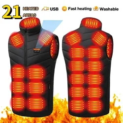 21 Zone Heating Vest Men's USB Infrared Thermal Jacket Smart Heating Clothes New Winter Cold-proof Thick Sleeveless Coat Hiking