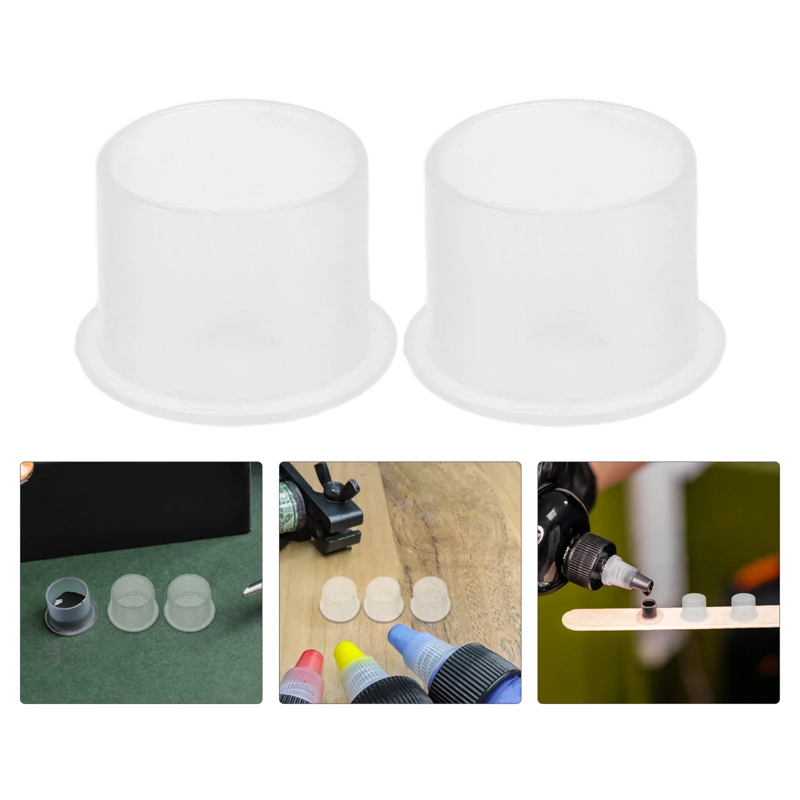 

600Pcs Round Plastic Tattoo Ink Cups Portable Design Stable Bottom Easy to Clean for Salon and Mobile Artists Ink Pot