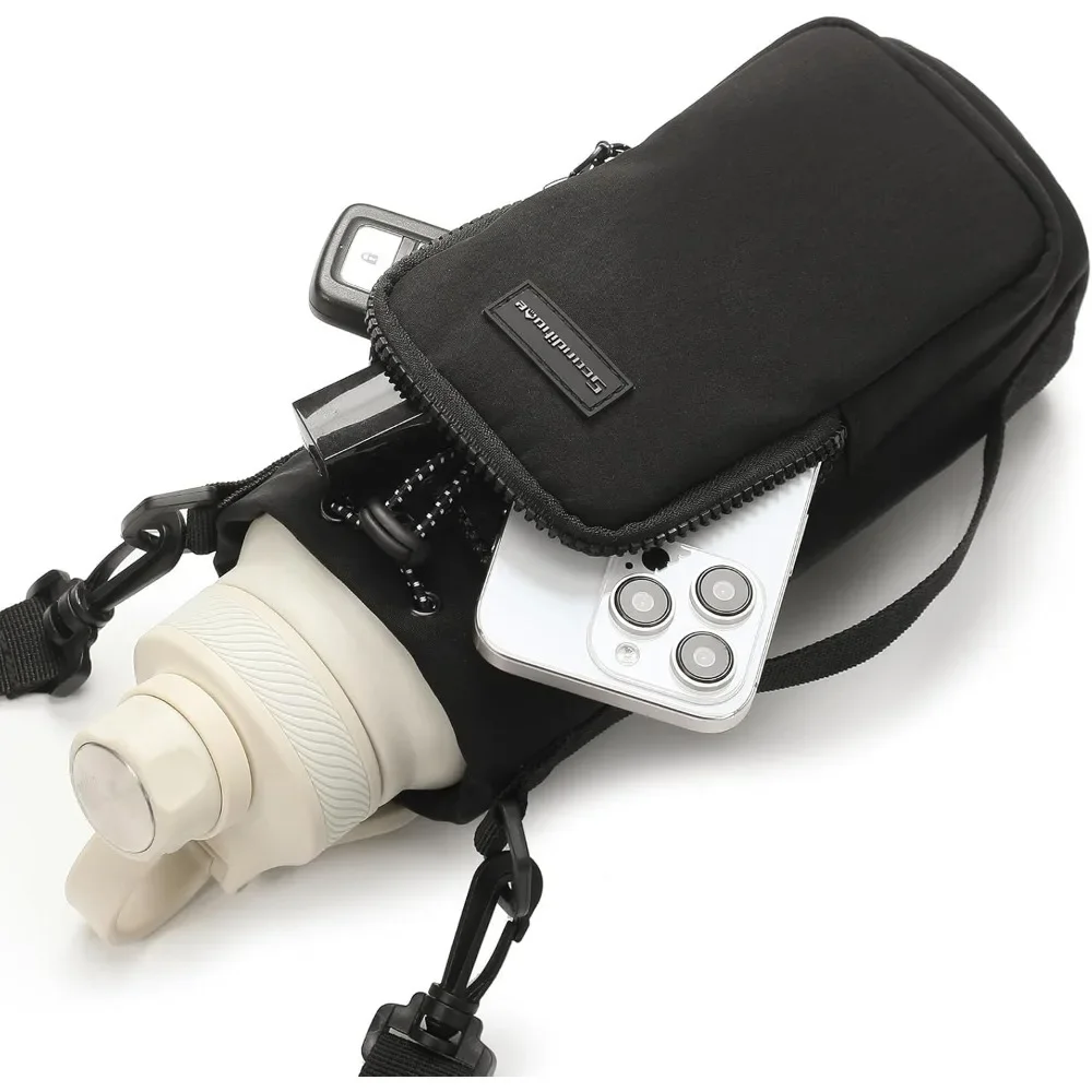 Water Bottle Crossbody Bag with Adjustable Shoulder Strap, Portable Water Bottle Cooler Sleeve, and Insulated Protective Sleeve