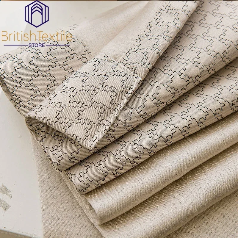 

Decor Simple and Light Luxury Phantom Houndstooth Texture Thickened Living Room and Bedroom Spliced Curtains