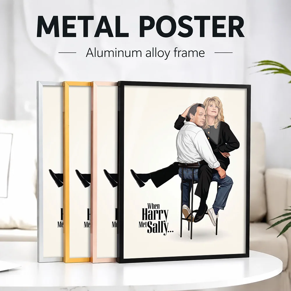 When Harry Met Sally Framed Metal Poster Personalized Photo Minimalist Film Style Wall Art For Lounge And Office Director Gift