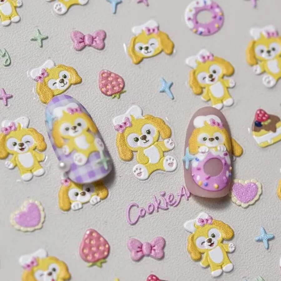 Autocollants pour Ongles à Motif de Dessin Animé Disney, Cookieann Sweetheart, Chiot, Décoration Artistique, à Appliquer Soi-Même, N64.