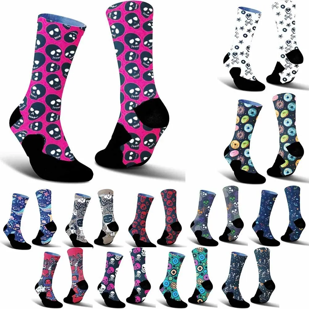 

2025 New Creative Square Round Pattern Sports Cycling Socks, Fashionable, Unisex, Sweat Absorbing, Breathable, Durable