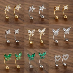 New Design Stainless Steel Crystal CZ Hoop Women Tragus Cartilage Helix Studs Earrings Conch Rook Daith Lobe Piercing Jewelry