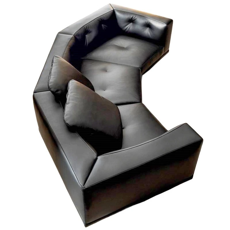 

Italian minimalist leather sofa simple light luxury large flat corner sofa