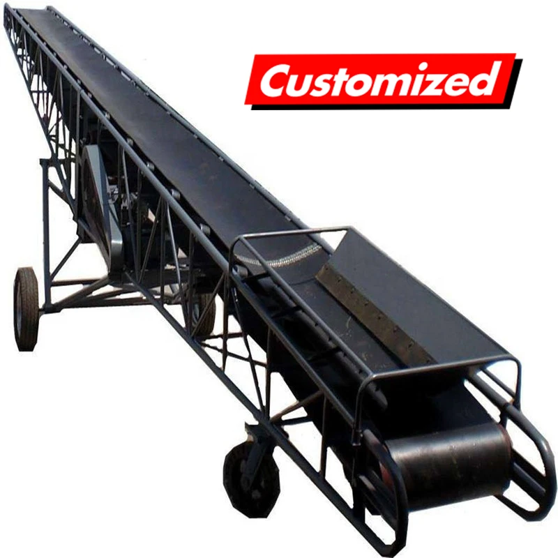 OEM Custom Adjustable Height Flexible Movable Custom Rubber Mobile Belt Conveyor