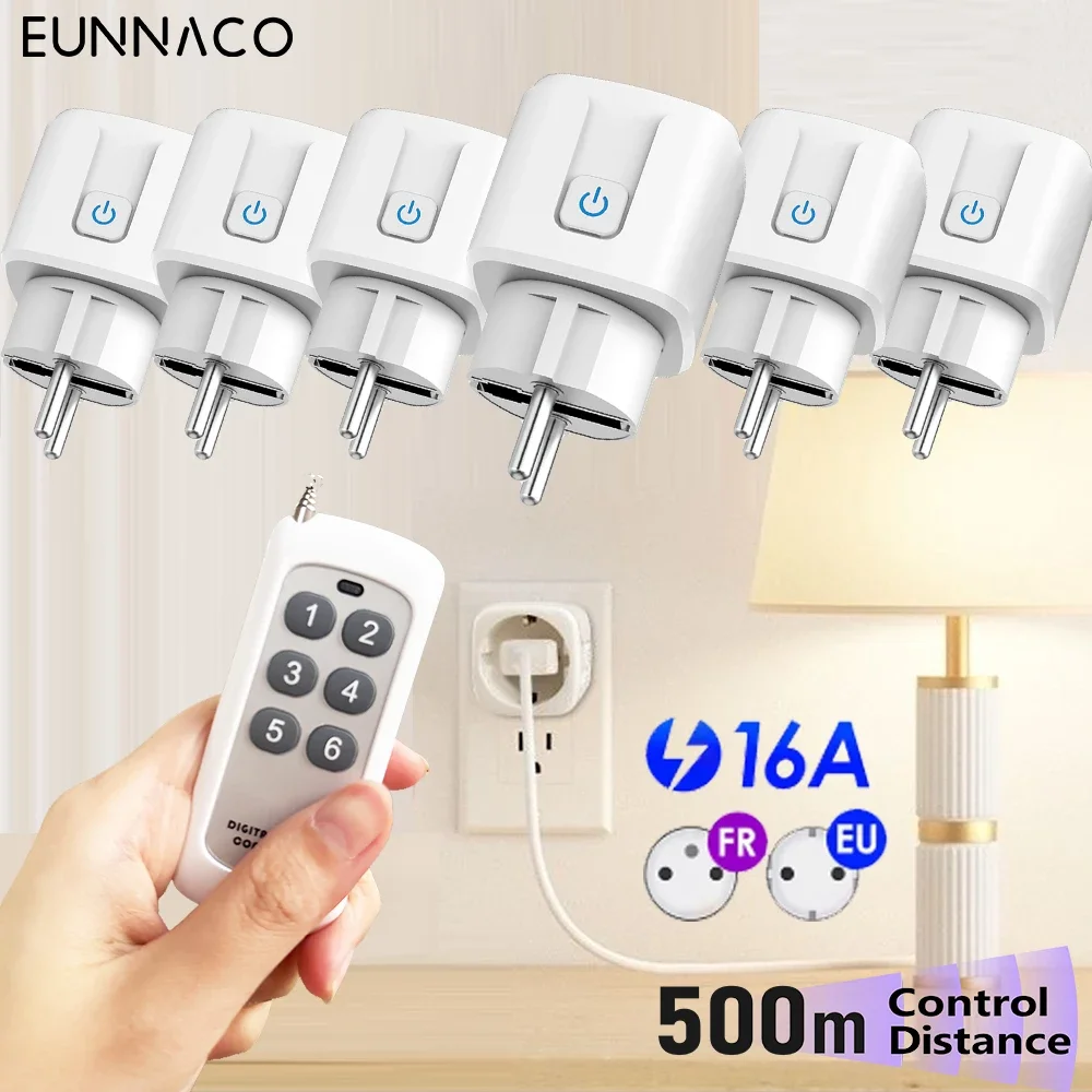 Universal wireless RF Remote Control Socket Switch 500M Electrical Outlets AC 110V 220V EU Plug for Fan Light TV coffee machine