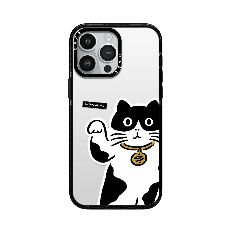 

Lucky Black White Cat Acrylic Or Mirror Phone Case With MagSafe for iPhone 16 12 14 13 15 Pro Max Plus Cute Case